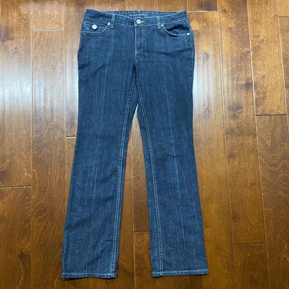 Banana Republic Stretch Straight Leg Mid Rise Dark Denim Jeans Women's Size 8 - Picture 4 of 10